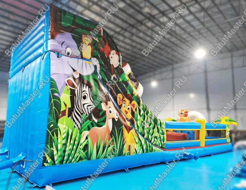 Коммерческий надувной батут "Слоник со скалодромом" 12*5*5,5 м СЛОН 3D