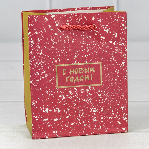 Пакет подарочный 12 х 15 х 6.7 см "Новый год" (Красный)