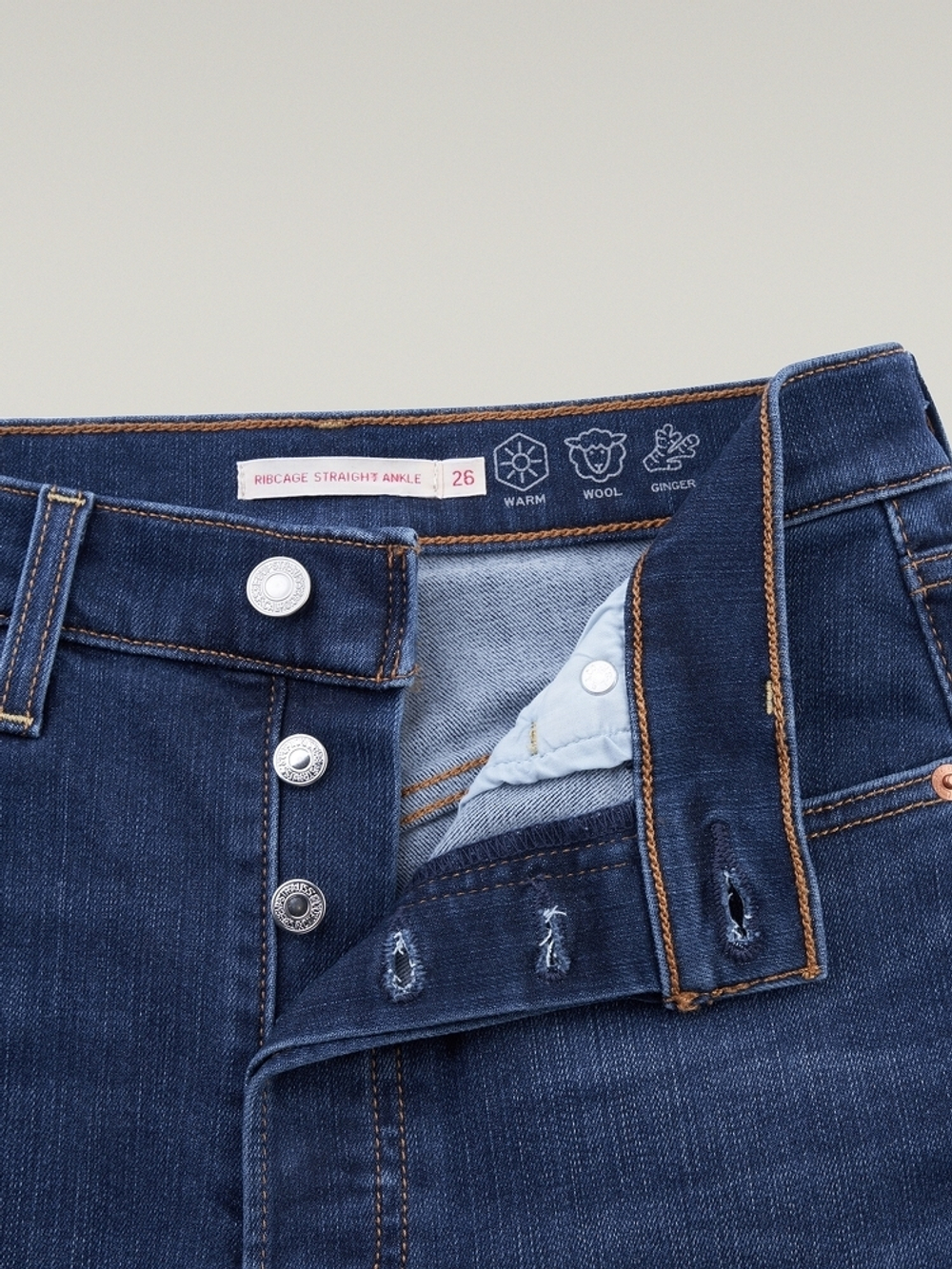 Женские прямые джинсы с завышенной талией Levi's Ribcage Straight Ankle 72693-0227, Утепленные