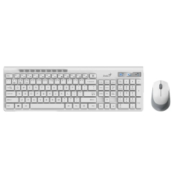 Клавиатура + мышь Genius Smart Slimstar 8230 WHITE {USB,1 мини-ресивер на оба устройства,104 кл кнопка SmartGenius,  мембранная,800-1600 DPI} [31340015402]