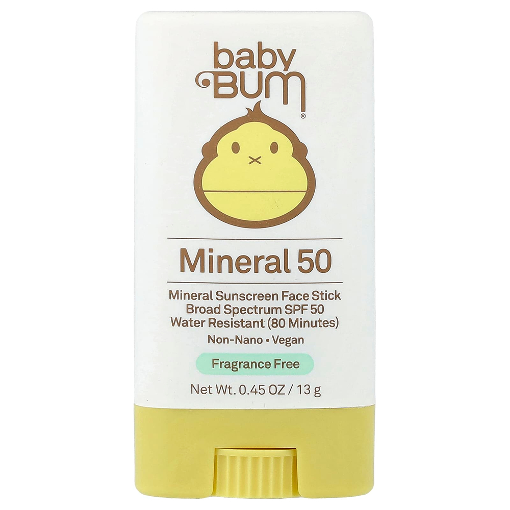 Sun Bum, Baby Bum, минеральный солнцезащитный стик для лица, SPF 50, без отдушек, 13 г (0,45 унции)