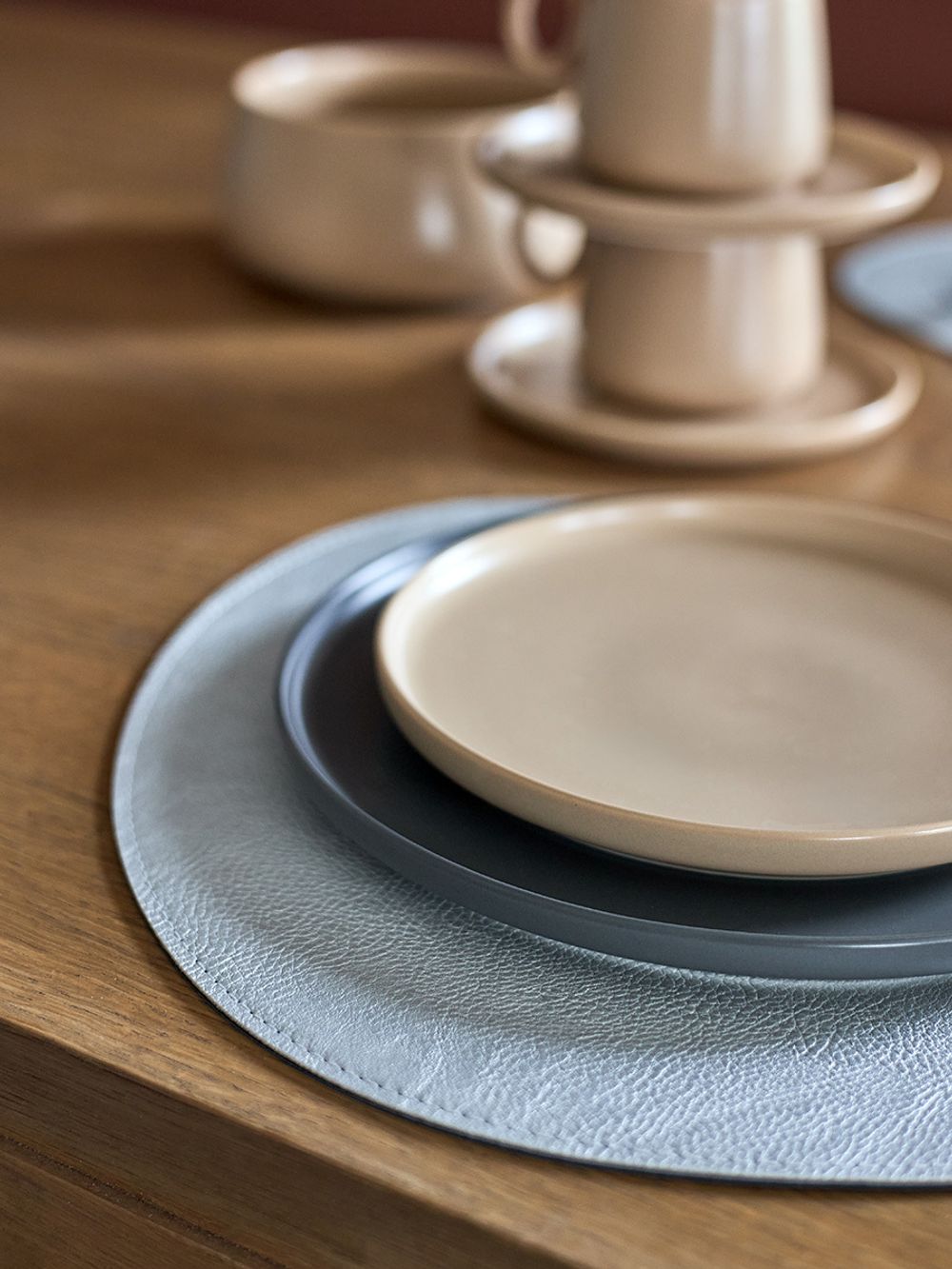 Набор из 4-х двухсторонних сервировочных салфеток Drop, 33х41 см, синий/светло-серый