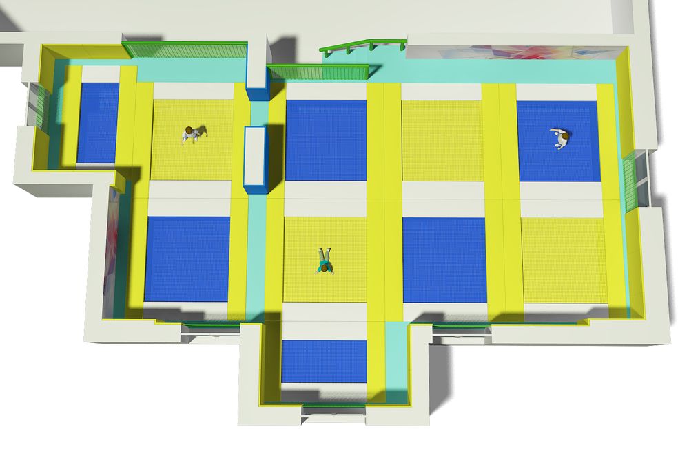 Оснащение центра с батутами - активити парк - купите от надежного поставщика оборудования "ЗВЕЗДА"