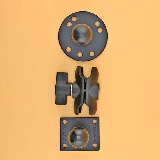 Крепление универсальное на плоскость два основания круглое AMPS алюминий