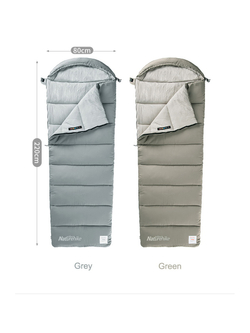 Мешок спальный Naturehike Envelope M400, (190+30)х80 см, (правый) (ТК: +1C), серый