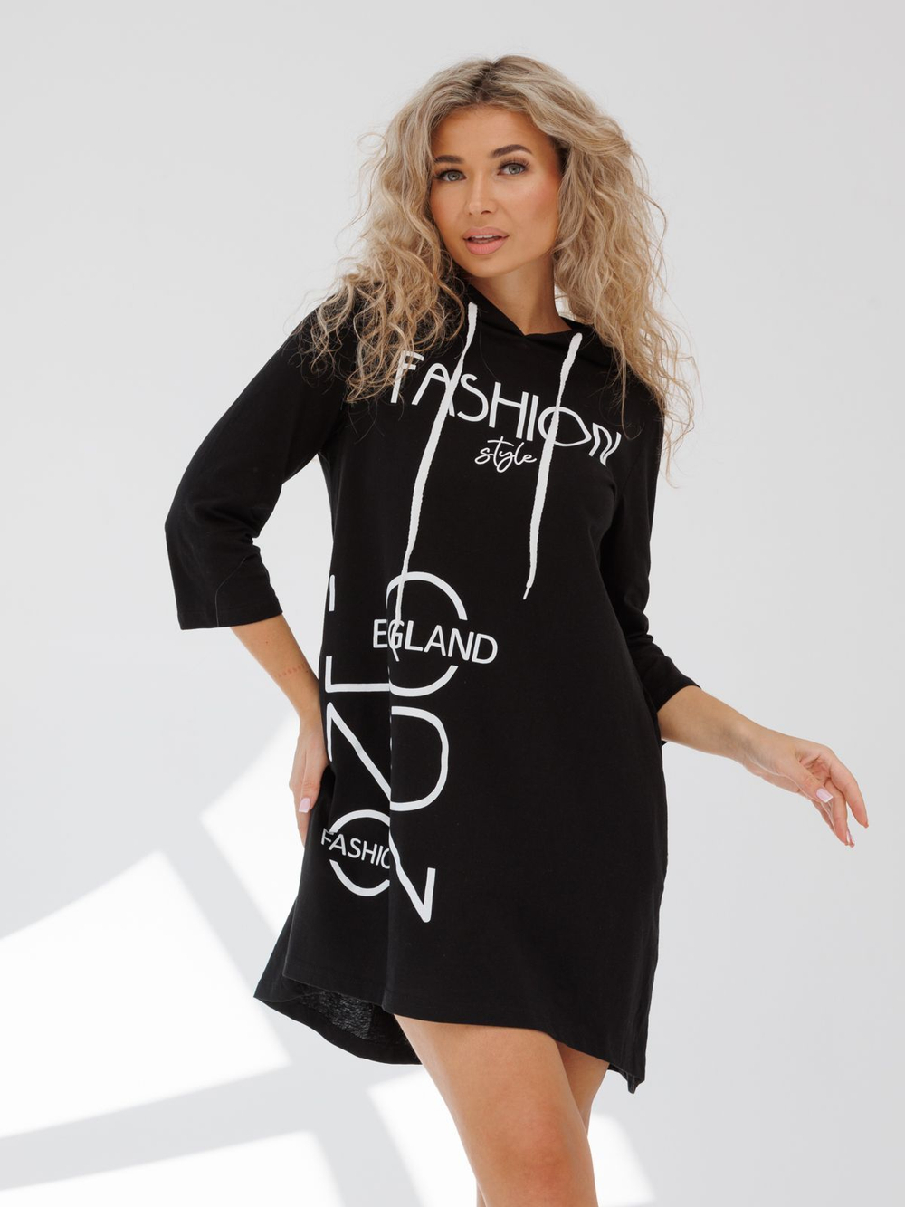 Туника коричневая с капюшоном и принтом женская с длинным рукавом большие размеры для пляжа хлопковая спортивная удлиненная нарядная летняя домашняя