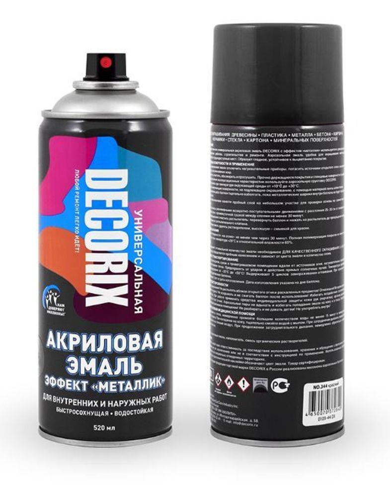 Эмаль аэроз. DECORIX акрил.  металлик черная 520мл  0103-39 DX
