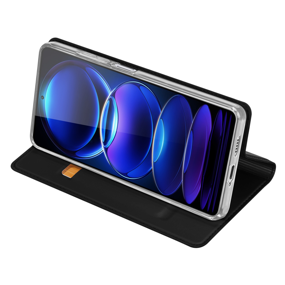 Чехол книжка из кожи черного цвета для Xiaomi Redmi Note 12 Pro+ 5G, серия Skin Pro Series от Dux Ducis