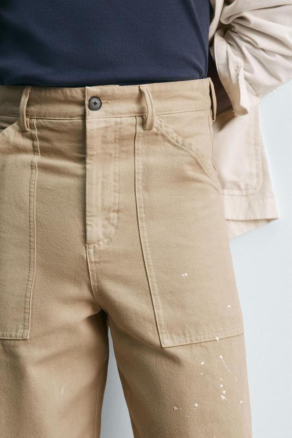 ZARA БРЮКИ С БРЫЗГАМИ КРАСКИ ЛИМИТИРОВАННАЯ СЕРИЯ, ПЕСОЧНЫЙ