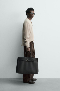 ZARA СВИТЕР С ВОРОТНИКОМ НА ПУГОВИЦАХ, ПЕСОЧНЫЙ МЕЛАНЖ