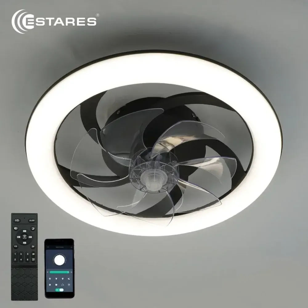 Управляемая светодиодная люстра с вент. FAN SIMPLE 65W+18W R-APP-480x125-BLACK/WHITE-220-IP20