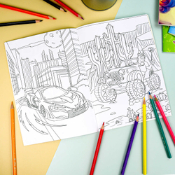 Книжка-раскраска для детей. Серия «Раскраски А5 с наклейками» МАШИНКИ