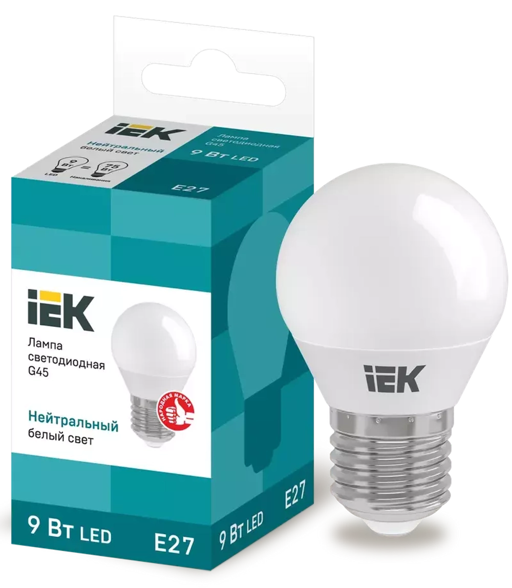 Лампа светодиодная ECO G45 шар 9Вт 230В 4000К Е27 IEK LLE-G45-9-230-40-E27