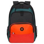 Рюкзак Grizzly, 32*45*23см, 2 отделения, 4 кармана, анатомическая спинка, черный-оранжевый