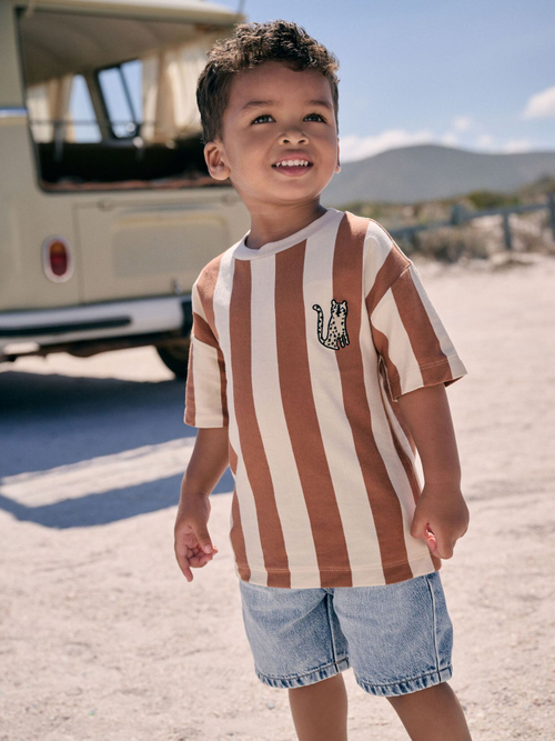 Футболка для мальчика Next AG8-720, Молочный, Коричневый