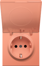 Накладка для розетки Schuko с крышкой, 16A 250 В~, матовый коралл, серия R98