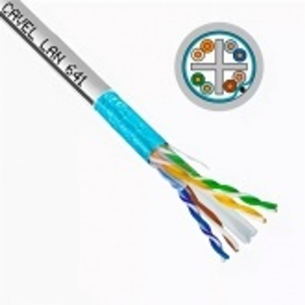 Кабель витая пара экранированный F/UTP 4x2xAWG23/1 cat 6 PVC [500м] LAN 641 PE Cavel (провод для интернета) LAN 641 PE