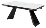 Стол М-City DISAUR Купер 160 Белый мрамор, Черная Шагрень, стекло, Черный