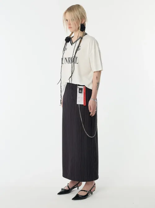 Юбка Kraizy Stripes Макси в полоску черная