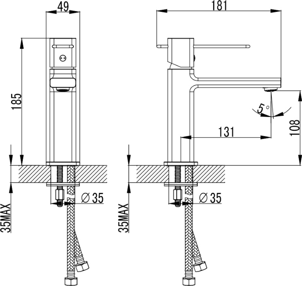 Смеситель для раковины STWORKI Брамминг S40010BK матовый черный