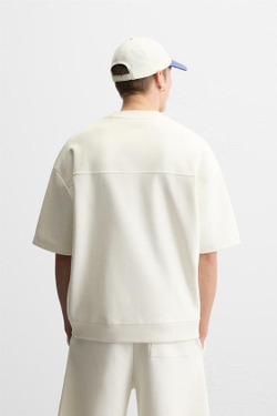 ZARA ТОЛСТОВКА INTERLOCK ИЗ РЕЛЬЕФНОЙ ТКАНИ, ЖЕЛТОВАТО-БЕЛЫЙ