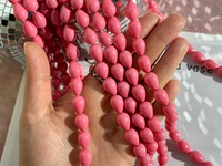 Нить бусин для украшений Капля 9,5х13,5мм, "Майорка-Ягодный" (имитация)