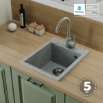 Мойка POLYGRAN ARGO-420 светло-серый №314, смеситель SKS5 светло-серый