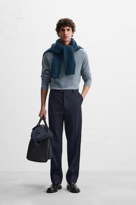 ZARA СВИТЕР ИЗ ЛЕГКОЙ ШЕРСТИ И КАШЕМИРА, НЕБЕСНО-ГОЛУБОЙ