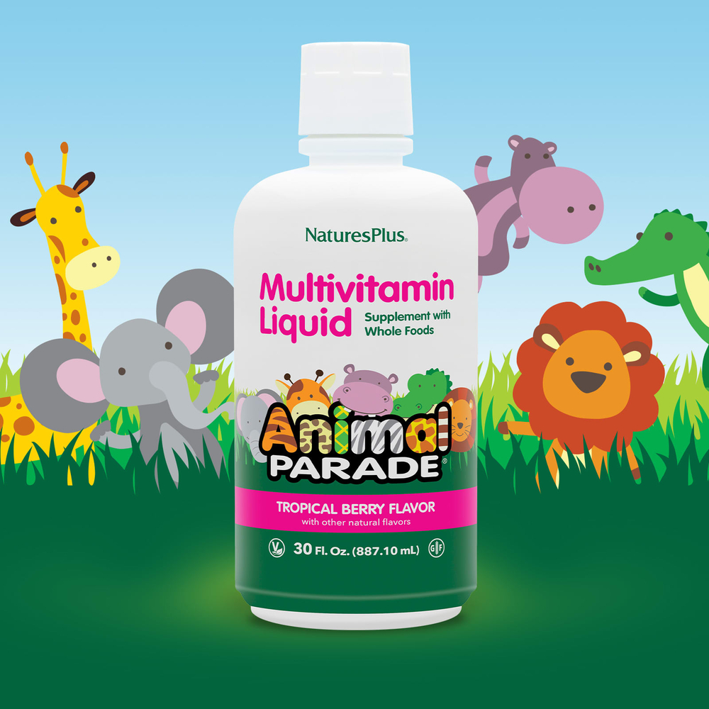 NaturesPlus, Animal Parade, мультивитамины для детей в жидкой форме, вкус тропических ягод, 887,1 мл (30 жидк. унций)