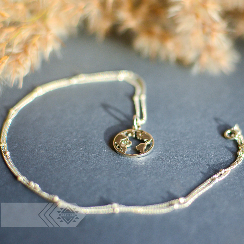 Подвеска ЗЕМЛЯ с цепочкой, серебро