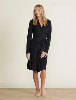 Халат с шалькой Barefoot Dreams Ribbed Robe черный