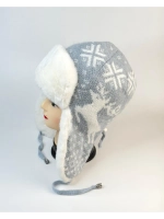 шапка зимняя ушанка вязаная с мехом