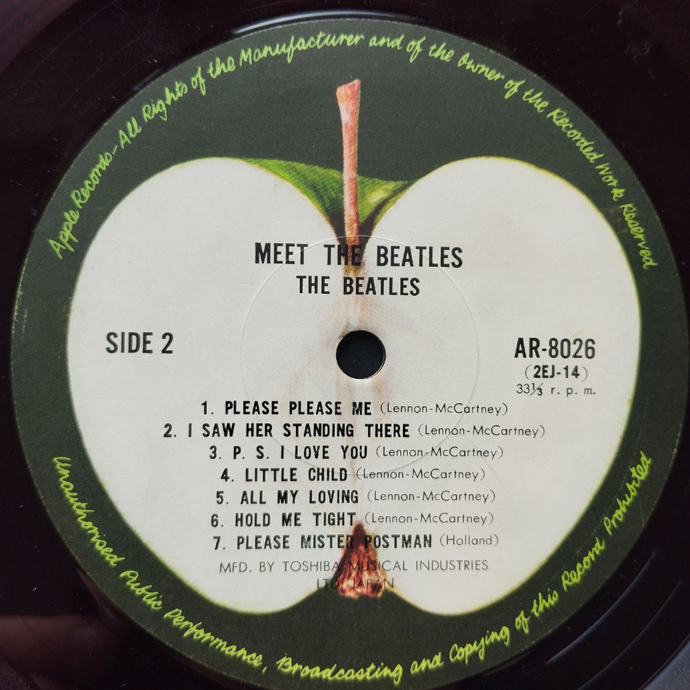 Винтажная виниловая пластинка LP Meet The Beatles (Japan 1969) (No Obi) (Red Wax Vinyl) Love Me Do