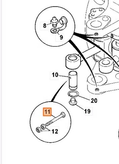 Болт крепления пальца штока г/ц поворота задней стрелы | 1315/3527Z | Aries