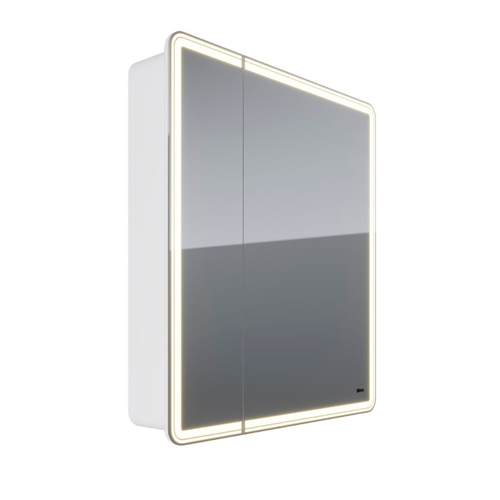 Шкаф зеркальный Lemark ELEMENT 70х80 см 2-х дверный, с подсветкой, с розеткой, цвет корпуса: белый