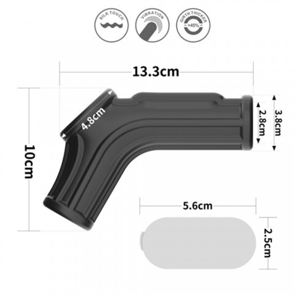 Насадка на пенис с рукавом для мошонки Lovetoy Knights Ring Ridge с вибрацией черная