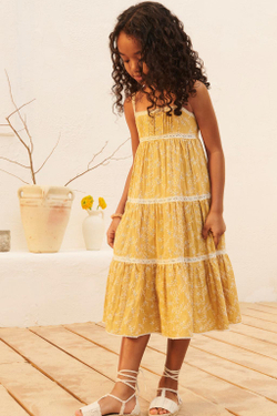 ZARA ПЛАТЬЕ В ЦВЕТОЧЕК - LIMITED EDITION, ГОРЧИЧНЫЙ