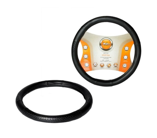 Оплетка руля XL 41-42 см иск. кожа с тиснением, черная (AIRLINE)