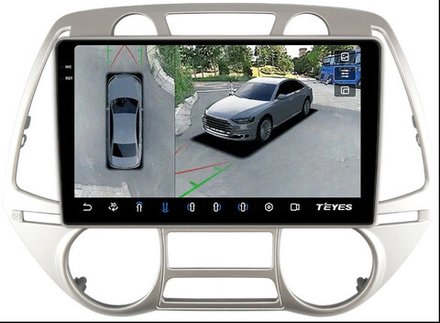 Магнитола для Hyundai i20 2009-2012 (климат) - Teyes CC3-2K-360 монитор 9.5" 2K QLED на Android 10, 6+128Гб, CarPlay, 4G SIM-слот, 4 камеры в комплекте