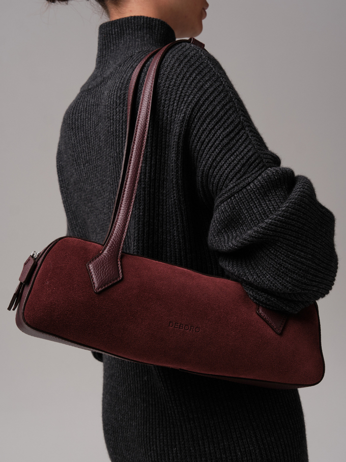 Сумка женская багет на плечо зимняя вишня