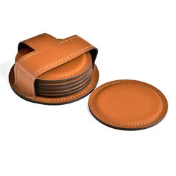 Набор из 6 костеров из двухслойной кожи Cuoietto с металлической вставкой (CR6BCMet) 11