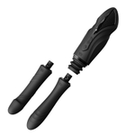 Чёрная компактная секс-машина 37,9см с двумя насадками и функцией нагрева Zalo Sesh Compact Sex Machine Obsidian Black