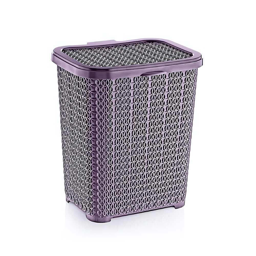Корзина для стирал. порошка вязаный узор лиловый