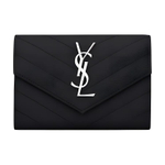 SAINT LAURENT Quilted Leather Envelope Wallet Small Women"s Black