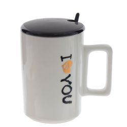 GAEM Кружка с крышкой и ложкой, 400 мл, L11 W7,5 H12 см, 4в.