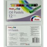 Пастель масляная художественная PENTEL "Oil Pastels", 12 цветов, круглое сечение, картонная упаковка, PHN4-12