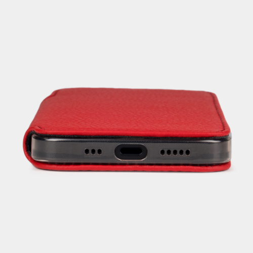 Чехол для iPhone 15 Pro из кожи теленка, красного цвета