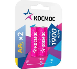 Аккумуляторные батарейки АА / R6 пальчиковые 1900 мАч 2 шт Космос KOCR6NIMH(1900mA)