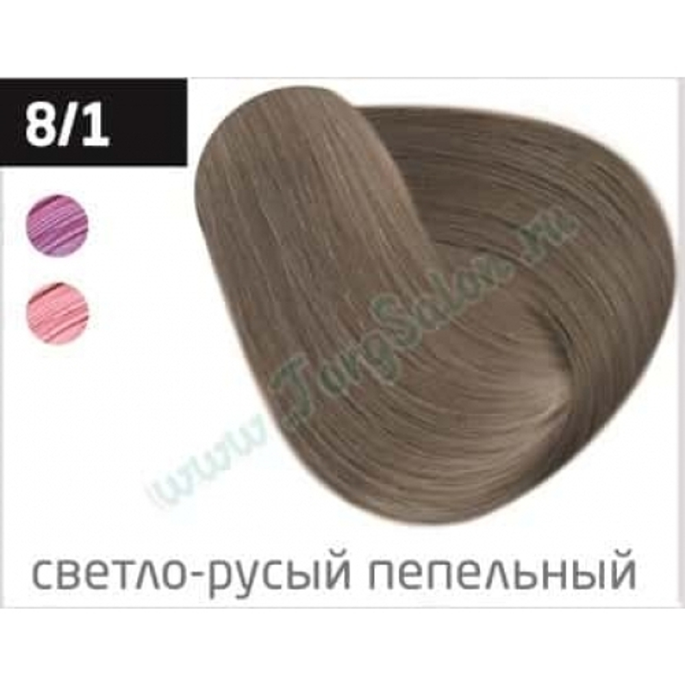 Перманентная крем-краска для волос «Светло-русый пепельный» 8/1, Ollin Performance, 60 мл.