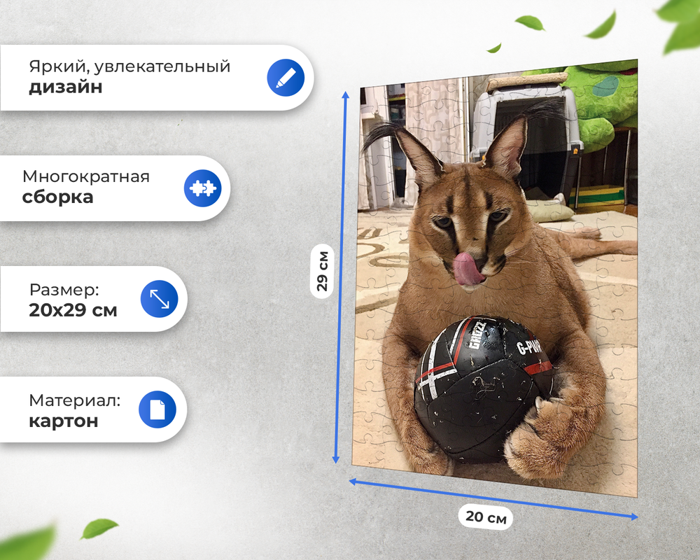 Пазл Шлёпа Большой Русский Кот Floppa Мяч